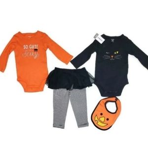 NWT Halloween 4pc 12M baby girl set
